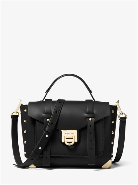 michael kors manhattan medium leather satchel|michael kors manhattan black iridescent.